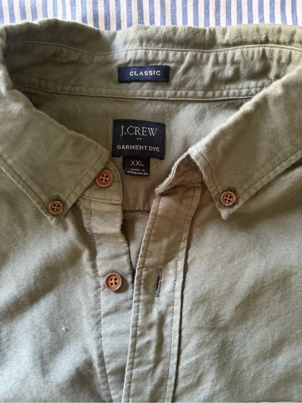 J. Crew Olive Button-Down Cotton Shirt
